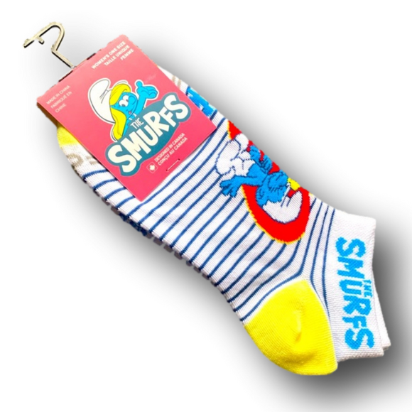 3/$20 The Smurfs Smurfette & Clumsy Smurf Funny Novelty Ankle Socks - Brand New - Picture 4 of 4